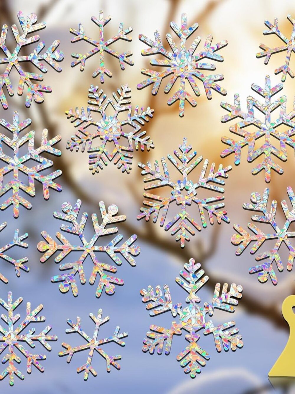 55 Pieces Snowflake Window Clings Christmas Window Stickers